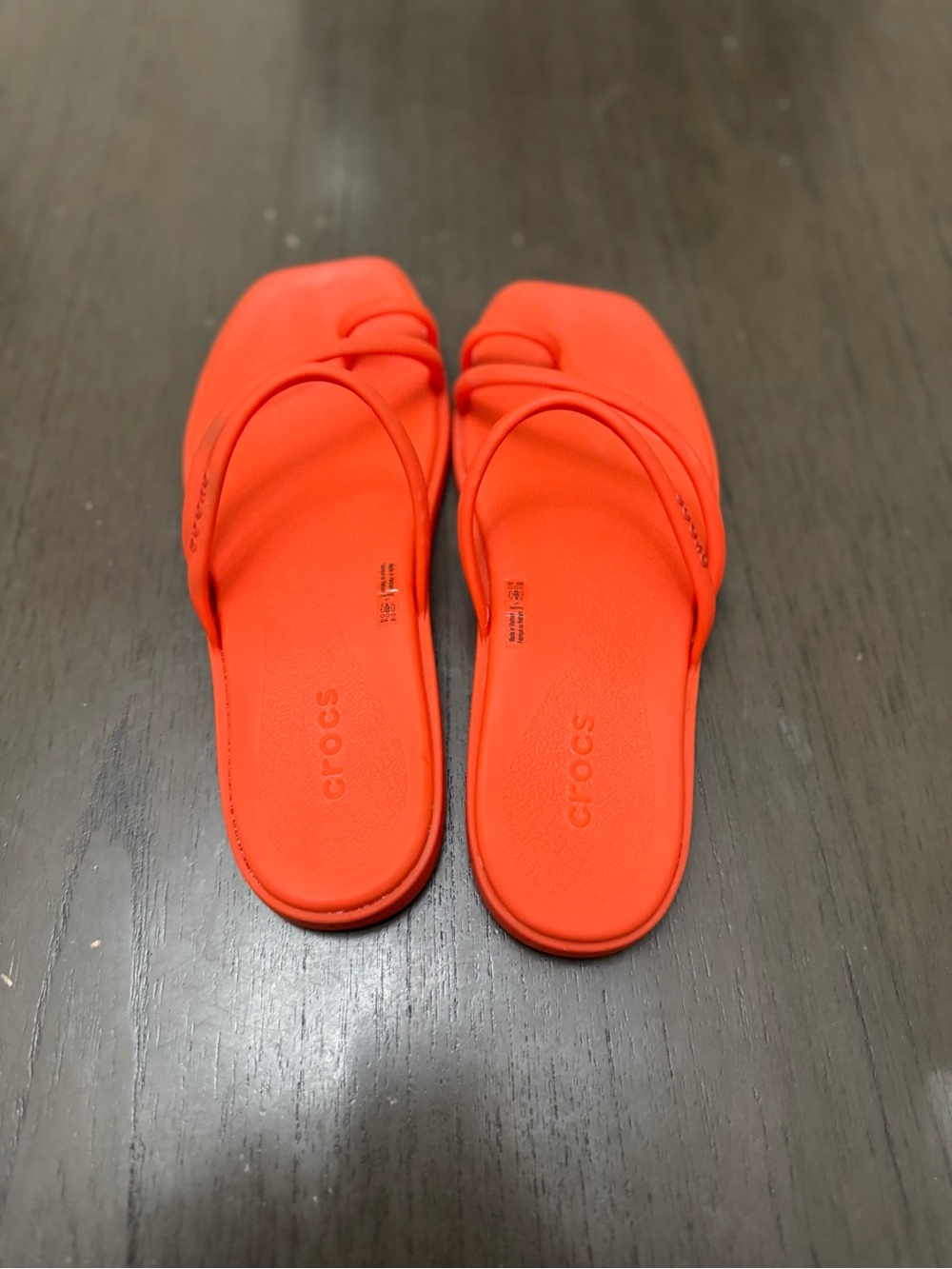 CROCS Women's Strappy Slide Sandals in Bright Orange - Picture 7 of 12